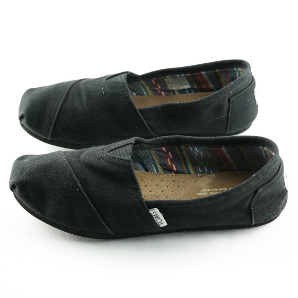 Toms Shoes - Toms Black Canvas Loafers Sz 8,5